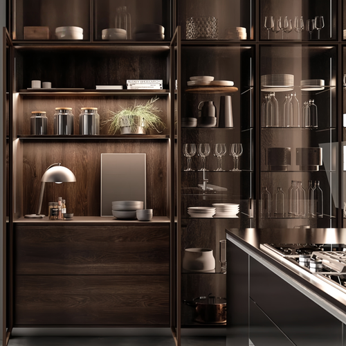 Top Selling Luxury Modular Stainless Steel Kitchen Cabinet with Faucet Modern Design for Qatar Villa