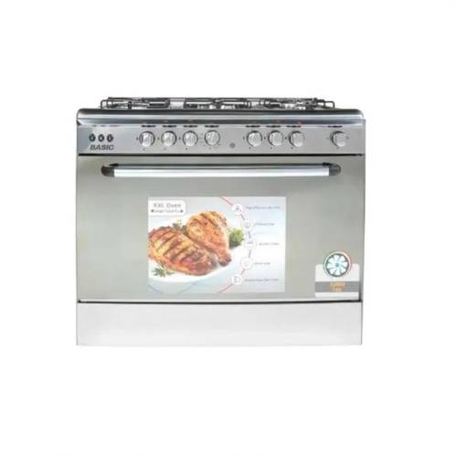 فرن غاز,ماركة بيسك,5 عيون,60*90 سم ,اللون استيل,الموديل BO-R9060