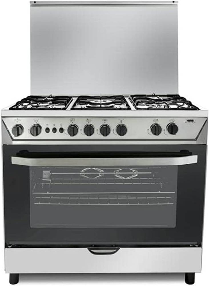 فرن غاز هام - 5 شعلات - 90×60 سم - ستيل - أمان كامل (كود: HM90GF)