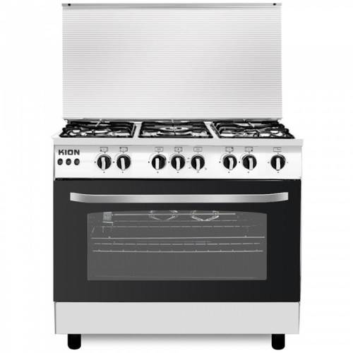 فرن غاز كيون - 5 عيون - 90×60 سم - شعلات ساباف الإيطالية - ستانلس ستيل (كود: 033-010-KFS9060AD )