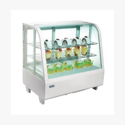 ثلاجة عرض حلويات فوق الطاولة بزجاج منحني ابيض 70سم ,XCW-100L, من أوماج
