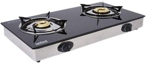 سطح غاز زجاجي 2 عين - سنفورد - أسود - تصميم مدمج وأنيق - SF5228GC B