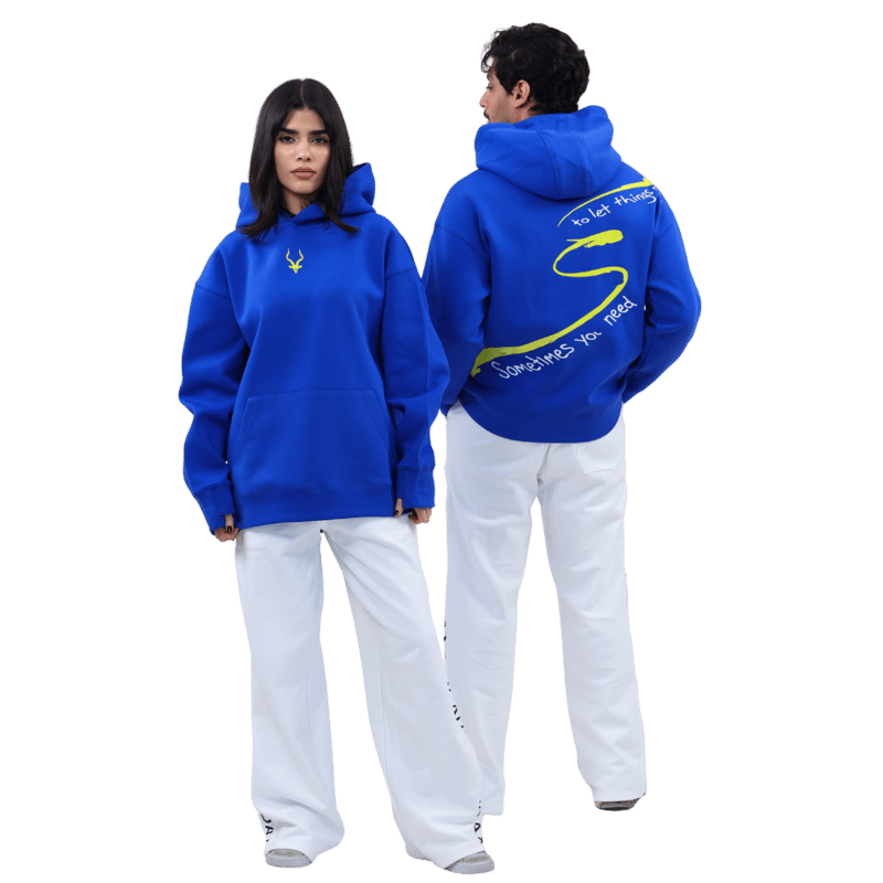 هودي أزرق اوفر سايز - Oversized blue hoodie