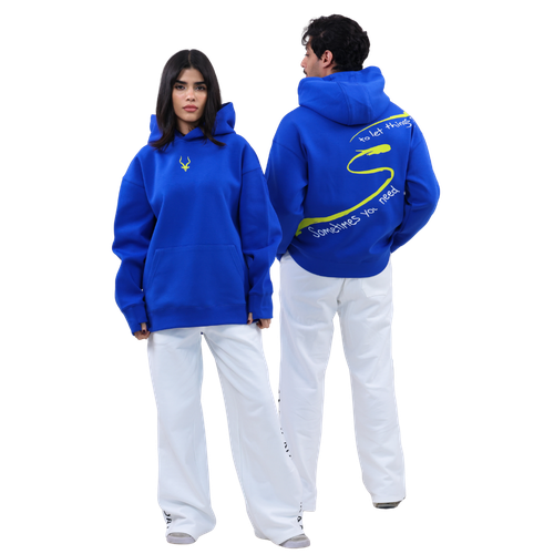 هودي أزرق اوفر سايز - Oversized blue hoodie