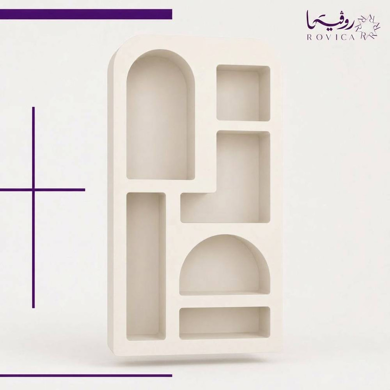 دولاب تحف أبيض بتصميم عصري وأرفف عرض مفتوحة  Rovica