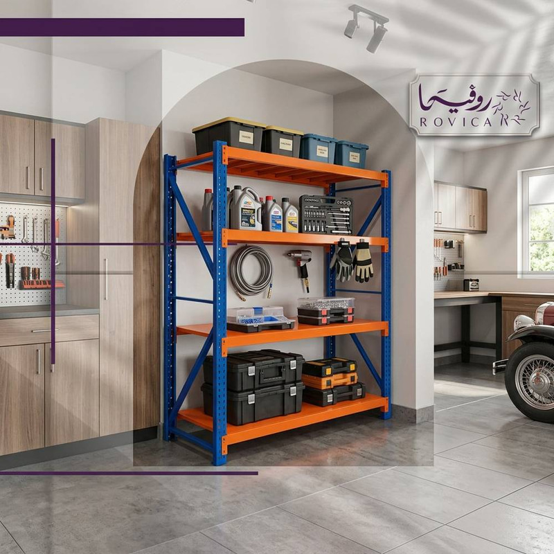  رف تخزين معدني أزرق وبرتقالي حمولة 500 كجم  Rovica