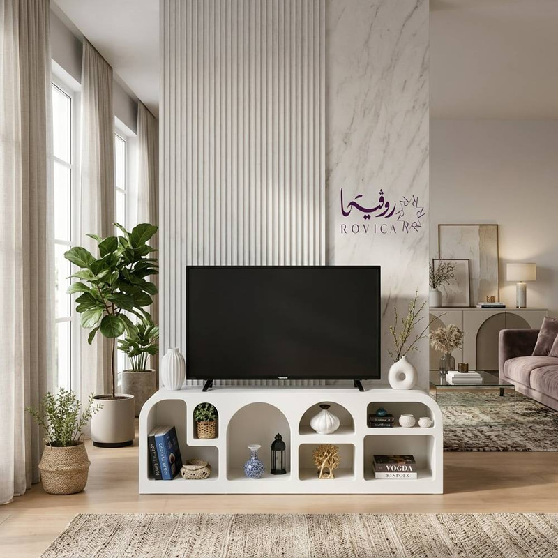 طاولة بلازما أبيض كريمي بسطح أملس Rovica