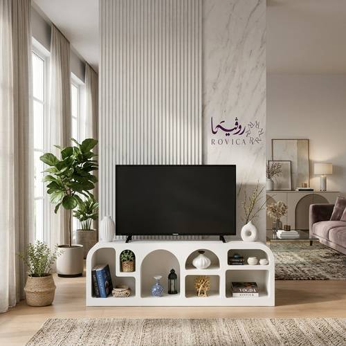 طاولة بلازما أبيض كريمي بسطح أملس Rovica