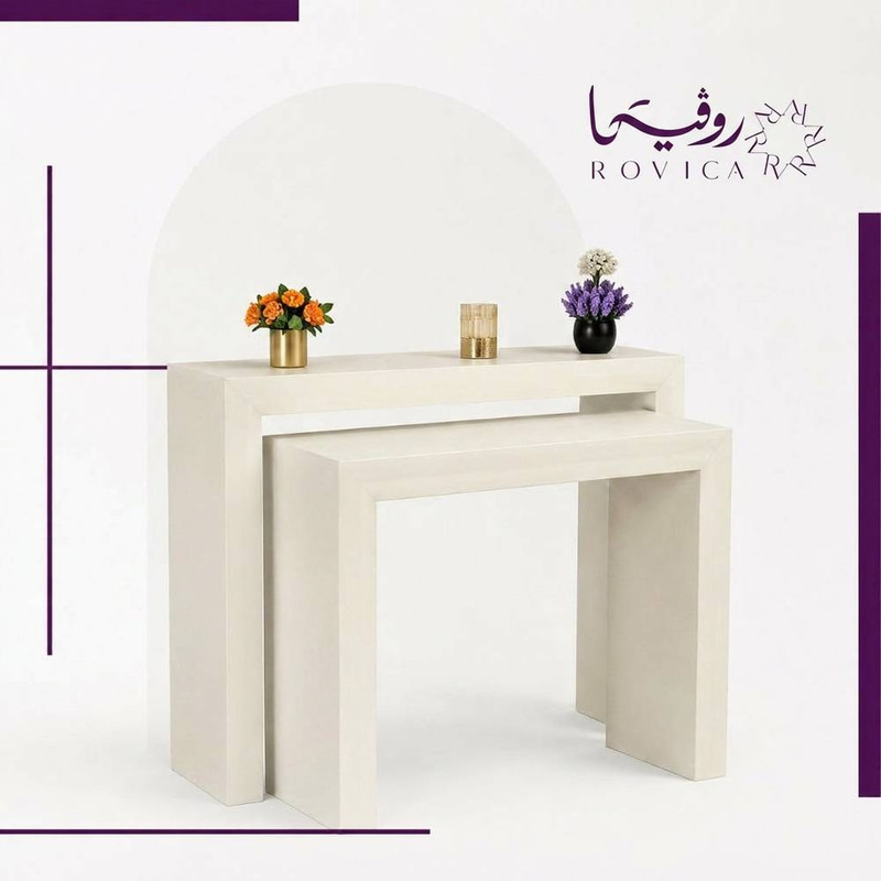 طقم مدخل خشب أبيض قطعتين Rovica