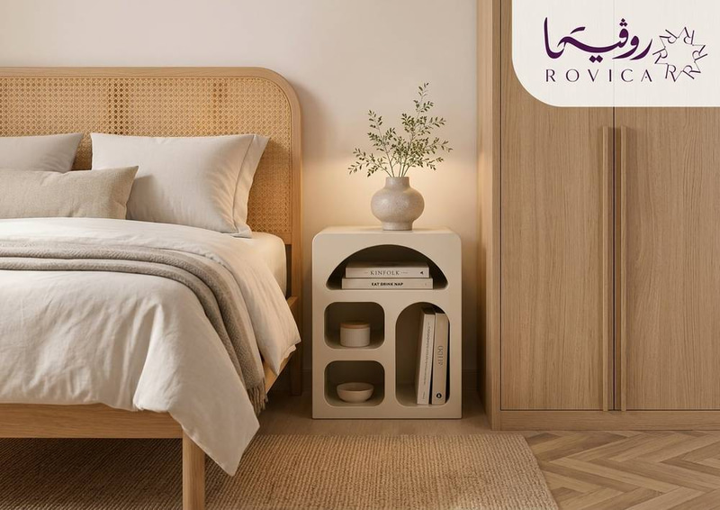  كومودينة جانبية أوف وايت بتصميم هندسي مقوس  Rovica