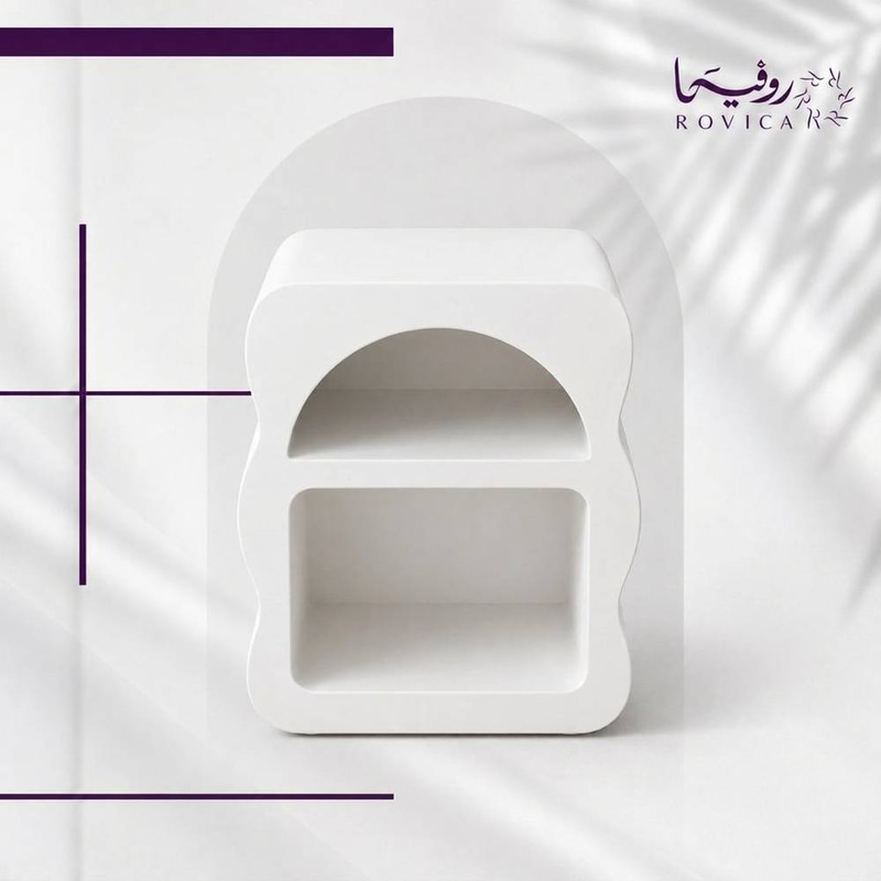 كمودينه خشبية جانبية بتصميم منحني وأرفف مفتوحة  Rovica