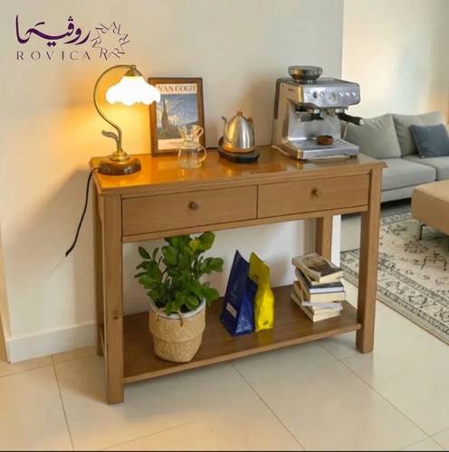 طاولة مدخل خشب طبيعي بتصميم مودرن مع درجين  Rovica