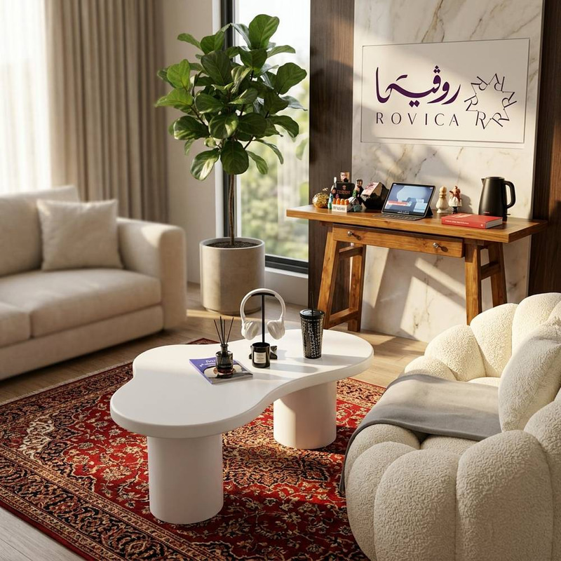 طاولة وسط مودرن أبيض  Rovica