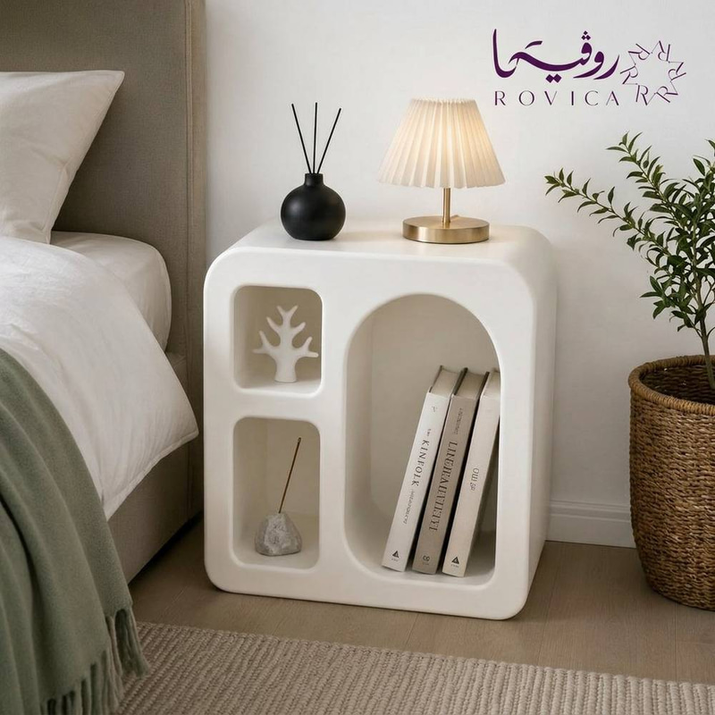 كومودينة جانبية مودرن قوس مفتوح بتخزين هندسي  بلونين Rovica