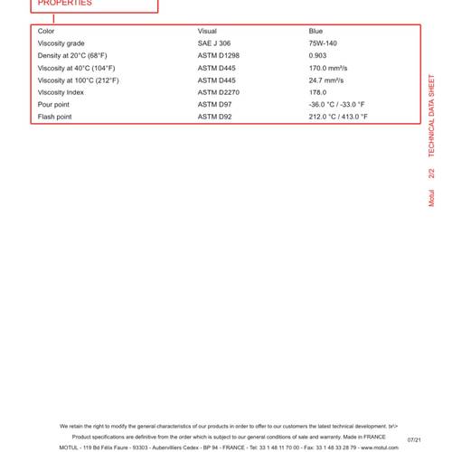 موتول  | قير كومبيتيشن زيت دفرنس وتروس تخليقي بالكامل 100% SAE 75W-140 - سعة 1 لتر