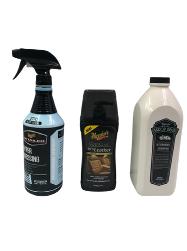 Meguiar's 3 Pieces Wax shampoo  cleanser, polish and leather protection  plastic polisher