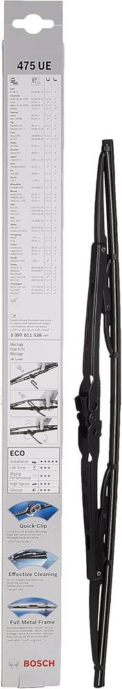 Bosch | Eco 475UE Premium Front Metal Frame Wiper Blade with Graphite Coating (19-Inch / 475mm)