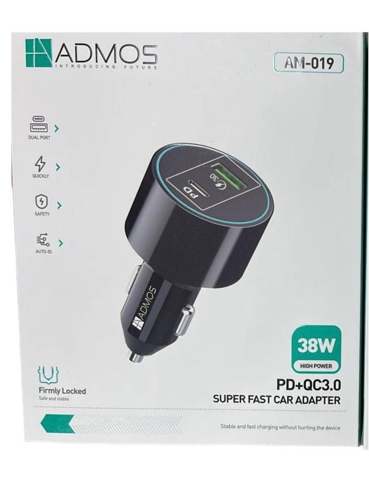 AGC.ADMOS CAR CHARGER AM019/مدخل شاحن ضمان تشغيل