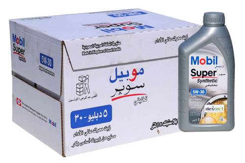 موبيل سوبر | كرتون زيت محرك 5W30 تخليقي بالكامل - 12 لتر