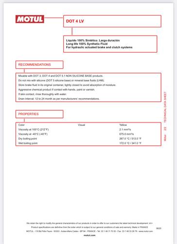Motul | DOT 4 LV Brake Fluid Class 6 500ML
