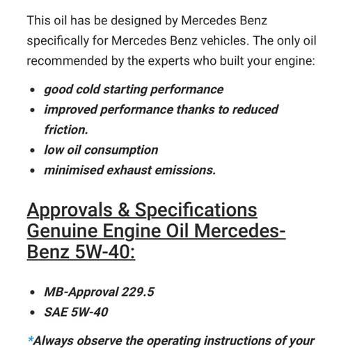 Mercedes-Benz | Genuine Engine Oil 5W-40 MB 229.5 - 5L
