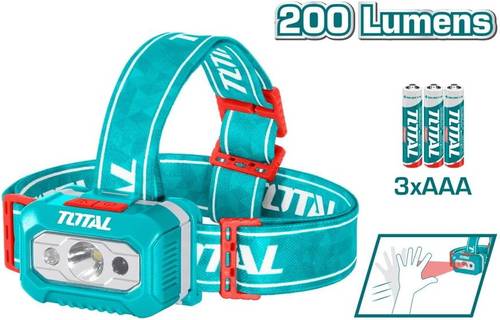 TOTAL | 200 Lumens Professional LED Headlamp Powered by 3xAAA Batteries - THL013AAA5 (Made in China)