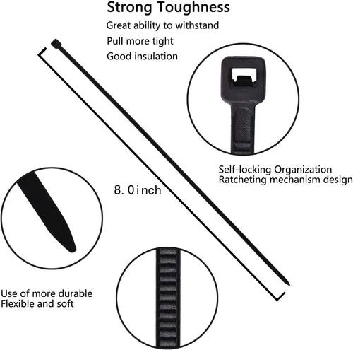 MOBCO | 100-Piece Black and White Plastic Cable Ties Strap Set