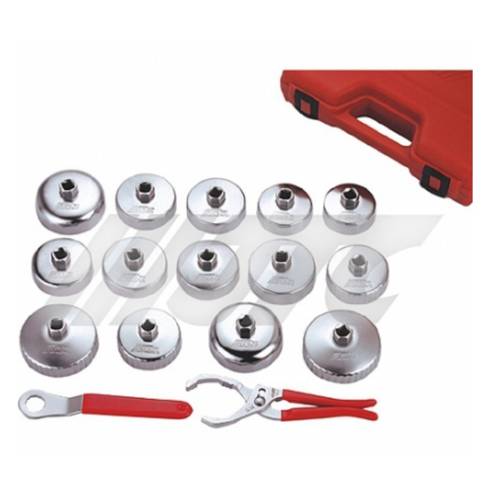 JTC | Professional 16-Piece Cup Type Oil Filter Wrench Set with Heavy Duty Storage Case