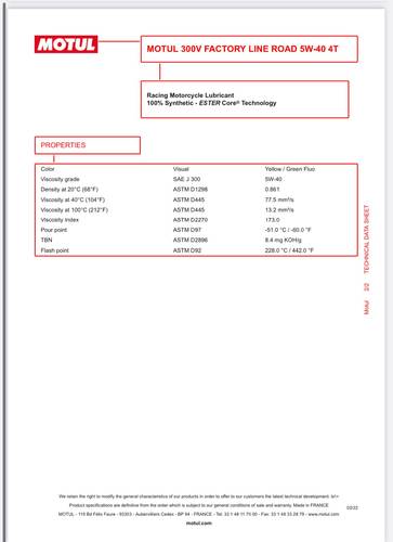 Motul | 300V Factory Line Road Racing 5W-40 Motorcycle Oil - 1L
