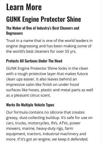 GUNK ENGINE PROTECTOR SHINE 424G #2