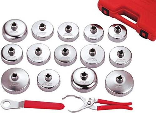 JTC | Professional 16-Piece Cup Type Oil Filter Wrench Set with Heavy Duty Storage Case
