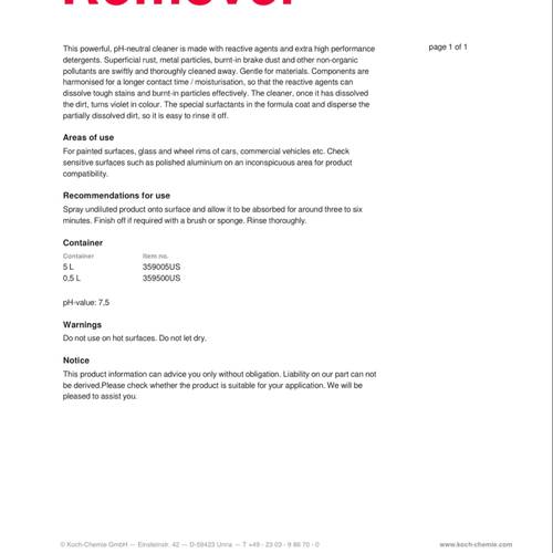 KOCH CHEMIE | RUST REMOVER+CHROME RIM DEGREASER 500ML
