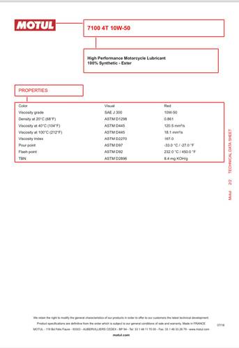Motul | 7100 4T 10W-50 100% Synthetic Motorcycle Oil - 1L