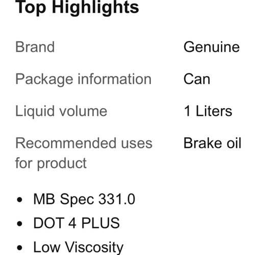 MERCEDES-BENZ | Genuine Brake Fluid DOT 4 PLUS Germany - 1L