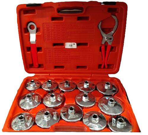 JTC | Professional 16-Piece Cup Type Oil Filter Wrench Set with Heavy Duty Storage Case