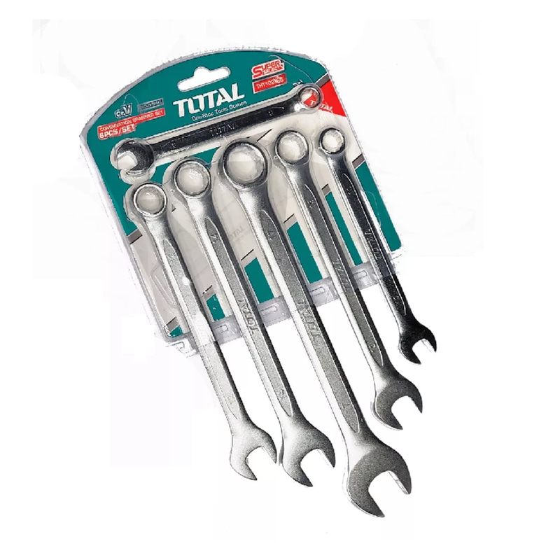 TOTAL | 6-Piece Chrome Vanadium Combination Spanner Set - 8mm to 17mm (Made in China)