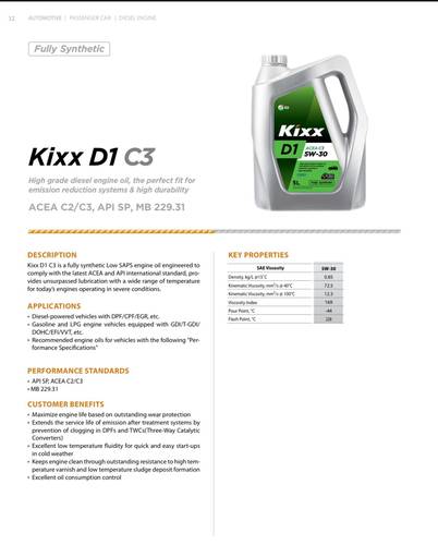 Kixx D1 C3 | 5W-30 Fully Synthetic Engine Oil - 1L