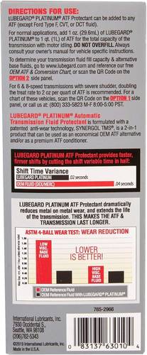 Lubegard Platinum Automatic Transmission Fluid Protectant 2-in-1 - 296 mL