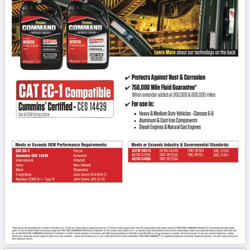  PRESTONE COMMAND HEAVY DUTY PREDICULED ANTIFREEZEE COOLANT FOR DIESEL 50/50 3.78LTR