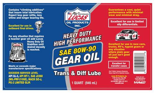 Lucas | SAE 80W-90 Synthetic Blend Gear & Difference Oil - 946ml