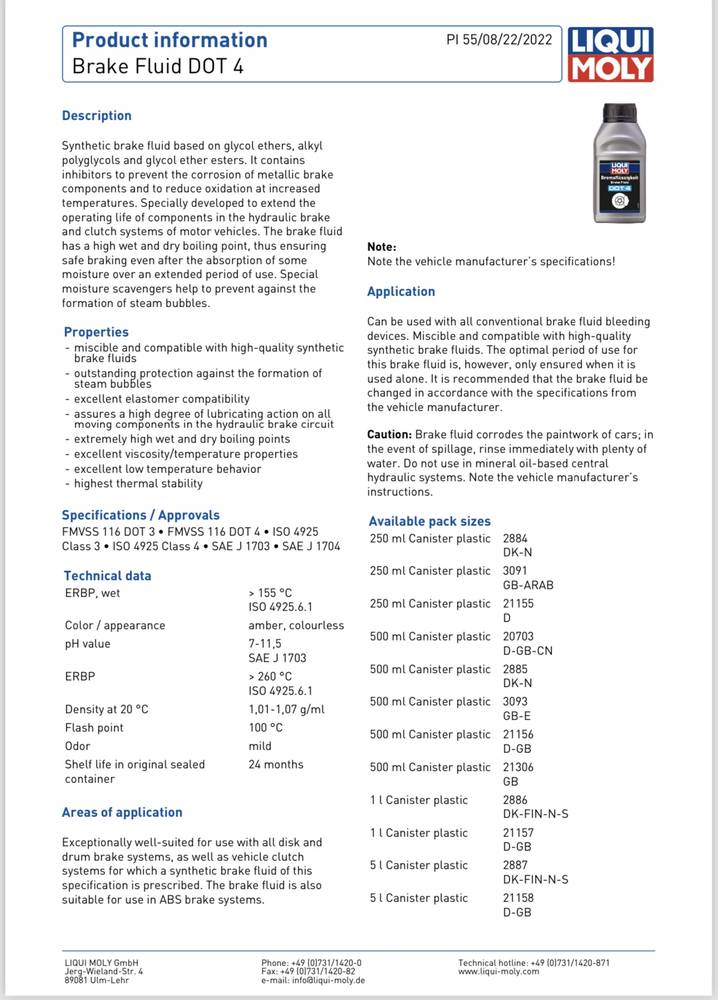 Liqui Moly | Synthetic Brake Fluid DOT 4