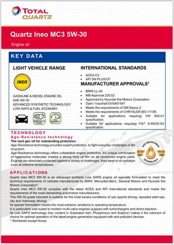 TOTAL QUARTZ | Advanced Synthetic Technology Engine Oil 5W-30 C3 - 1L