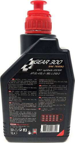 Motul Gear 300 | 100% Synthetic Gear & Differential Oil SAE 75W-90 - 1 Liter