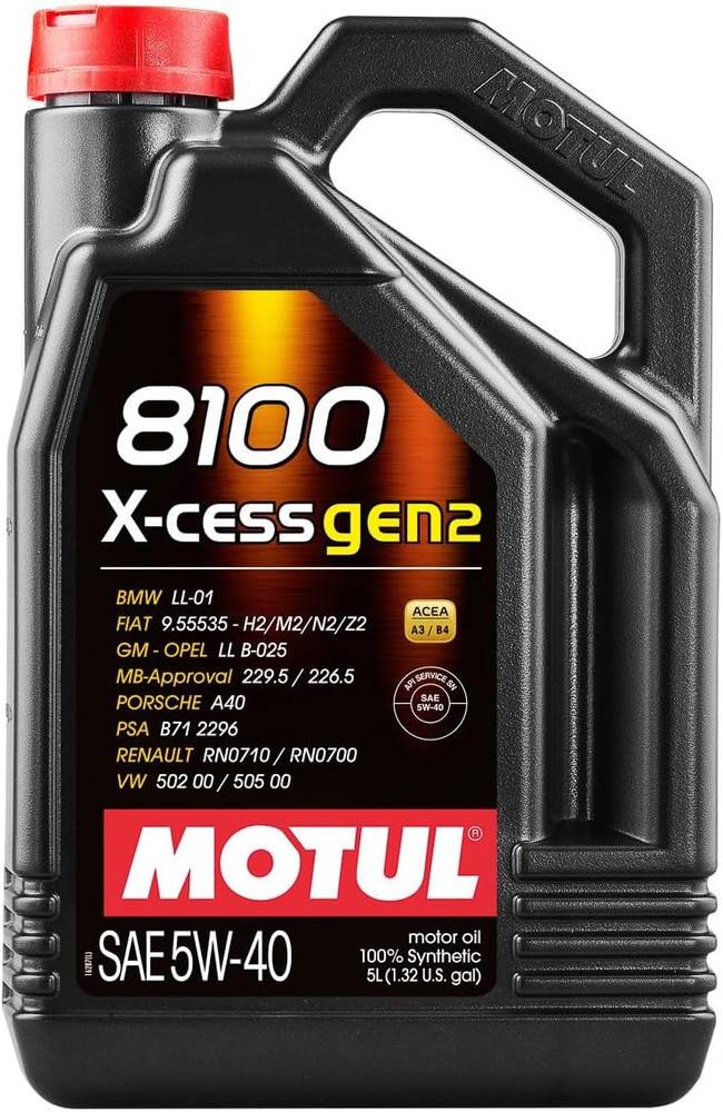 Motul | 8100 X-cess Gen2 Full Synthetic SAE 5W-40 Motor Oil, 5 Liters Bottle
