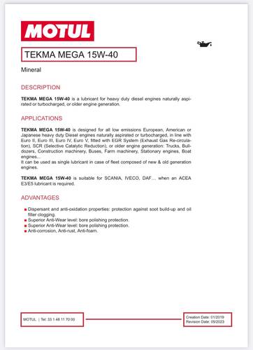 Motul | Tekma Mega 15W-40 Heavy Duty Diesel Motor Oil - 5L