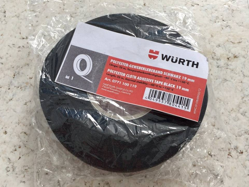 شريط لاصق من القماش من WURTH TAPE PLAYESTER باللون الأسود 19 مم 25 متر