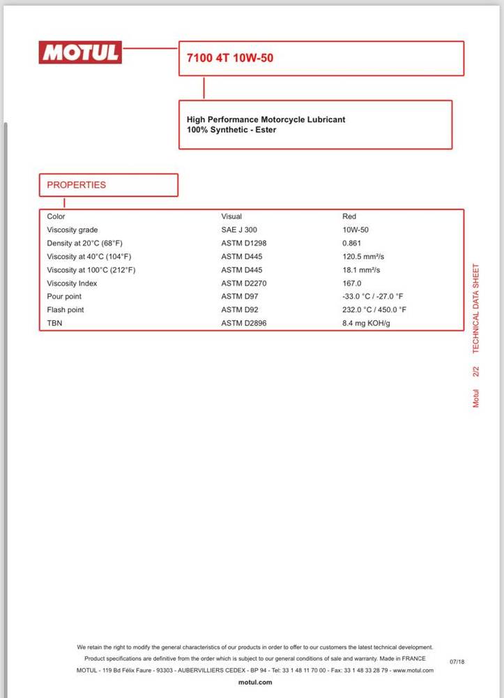 Motul | 7100 4T 10W-50 100% Synthetic Motorcycle Oil - 1L