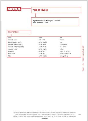 Motul | 7100 4T 10W-50 100% Synthetic Motorcycle Oil - 1L
