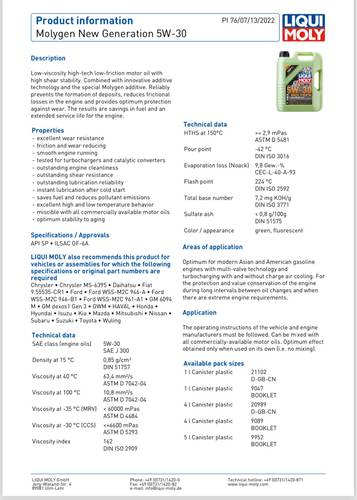 Liqui Moly | Molygen New Generation Motor Oil 5W-30 - 1L