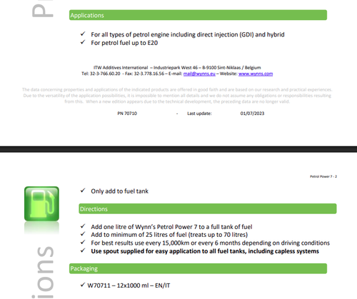 Wynns Petrol Power Full Action7in1Engine Optimising Fuel Additive 1L/وينز 7في1 منظف شامل